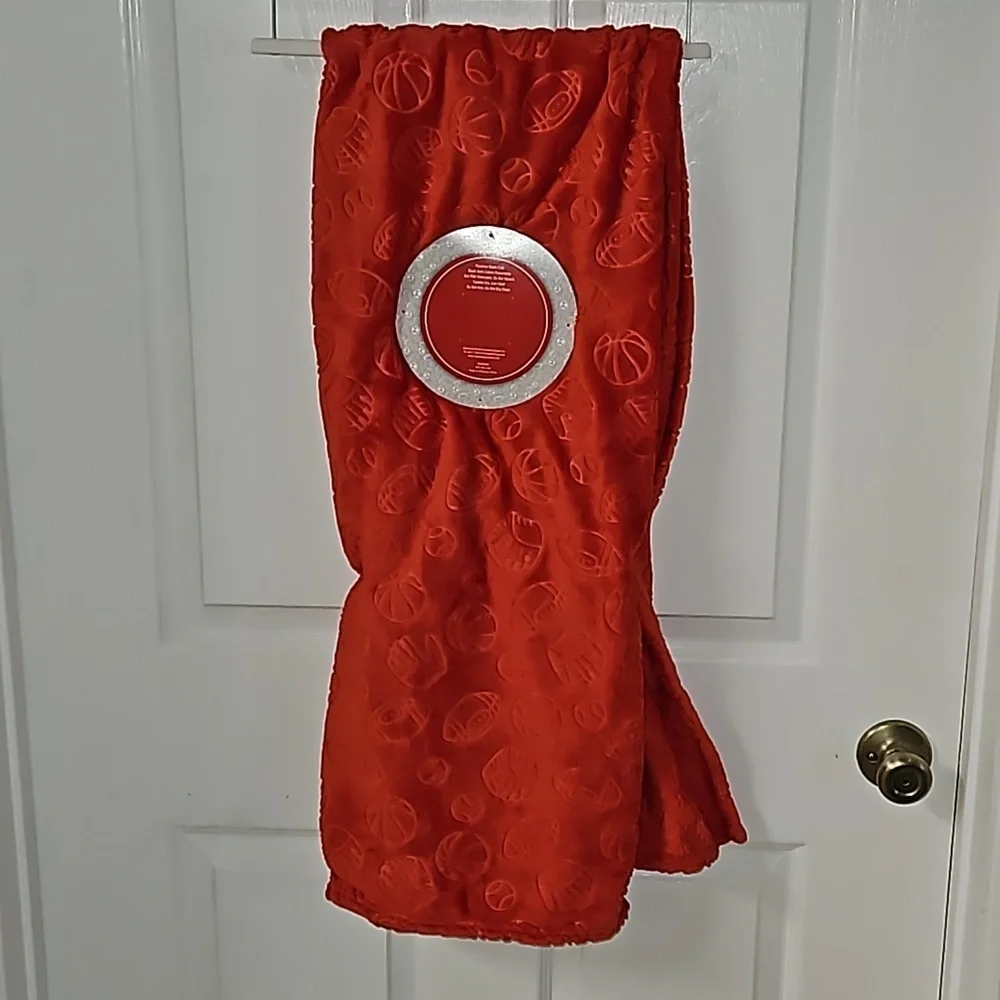 Luxe Orange Red Sports Plush Throw Basketball Baseball Football Tennis 50